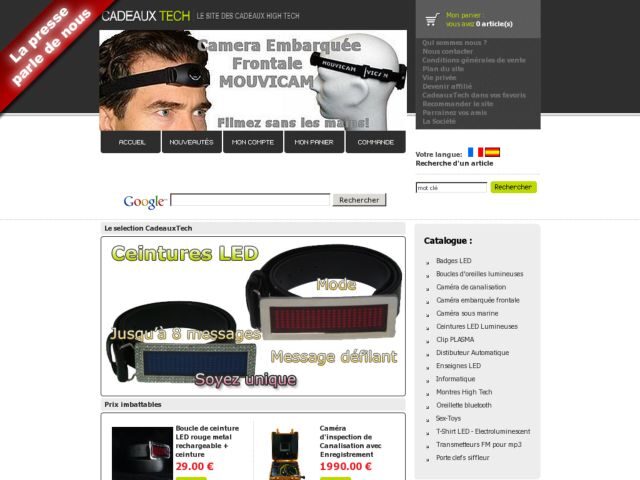 Page d’accueil de Cadeaux Tech