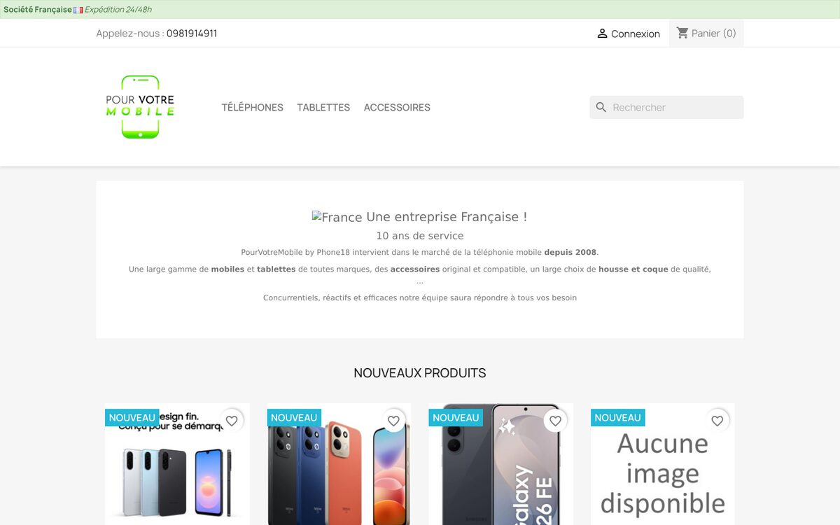 Page d’accueil de Pour votre mobile